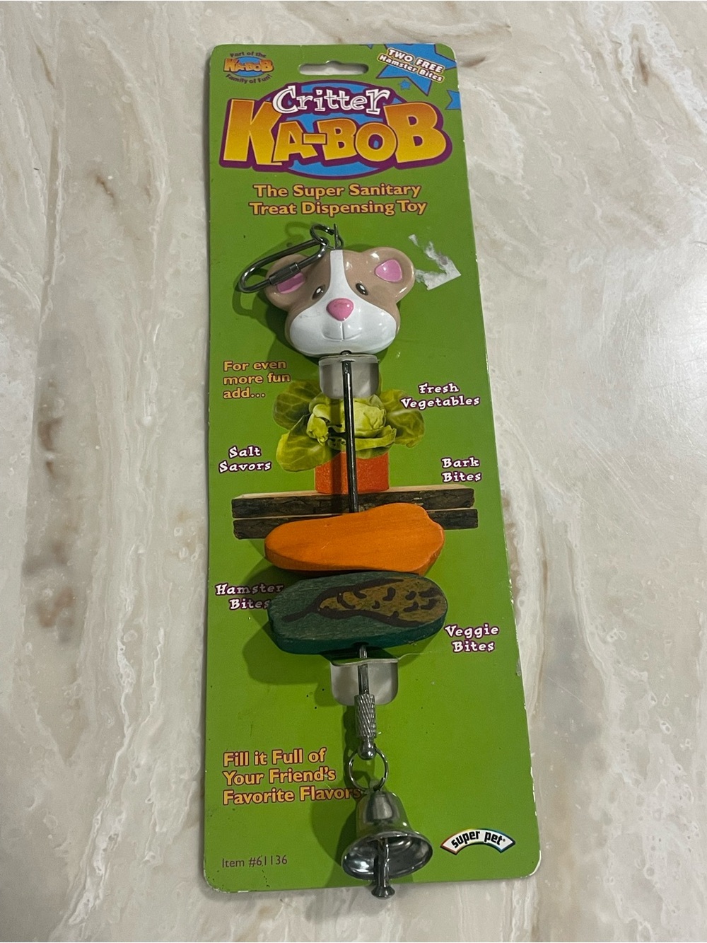 Critter Kabob Treat Dispensing Hanging Toy Snacks Small Animal Bell Hamster NEW